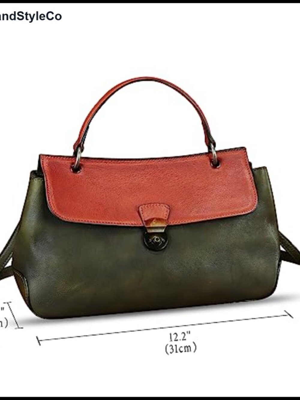 Genuine Leather Vintage Satchel Bag Women Handbag Crossbody Shoulder - Picture 5 of 6